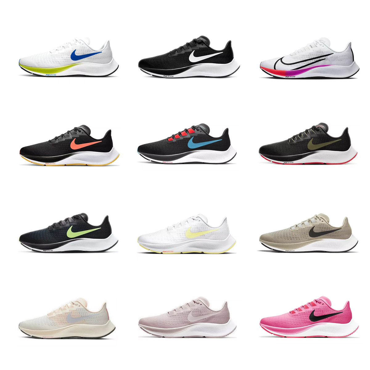 Nike耐克 Air Zoom 飞马37男女减震支撑专业训练跑步鞋BQ9646-100