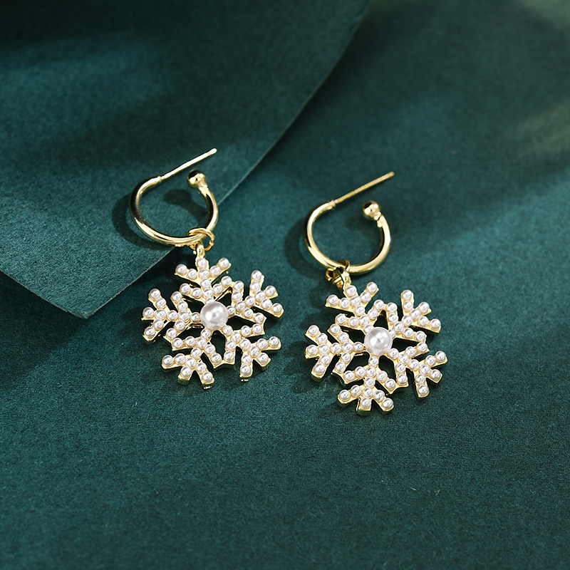 圣诞雪花耳环2020年新款冬天百搭耳钉网红耳坠耳环