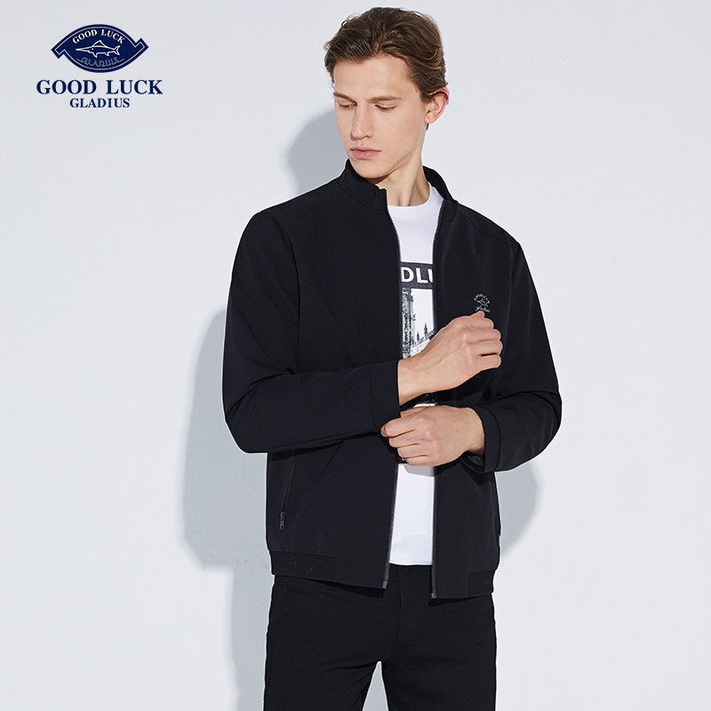 德鲨新款立领夹克男青年时尚短款休闲男装外套夹克