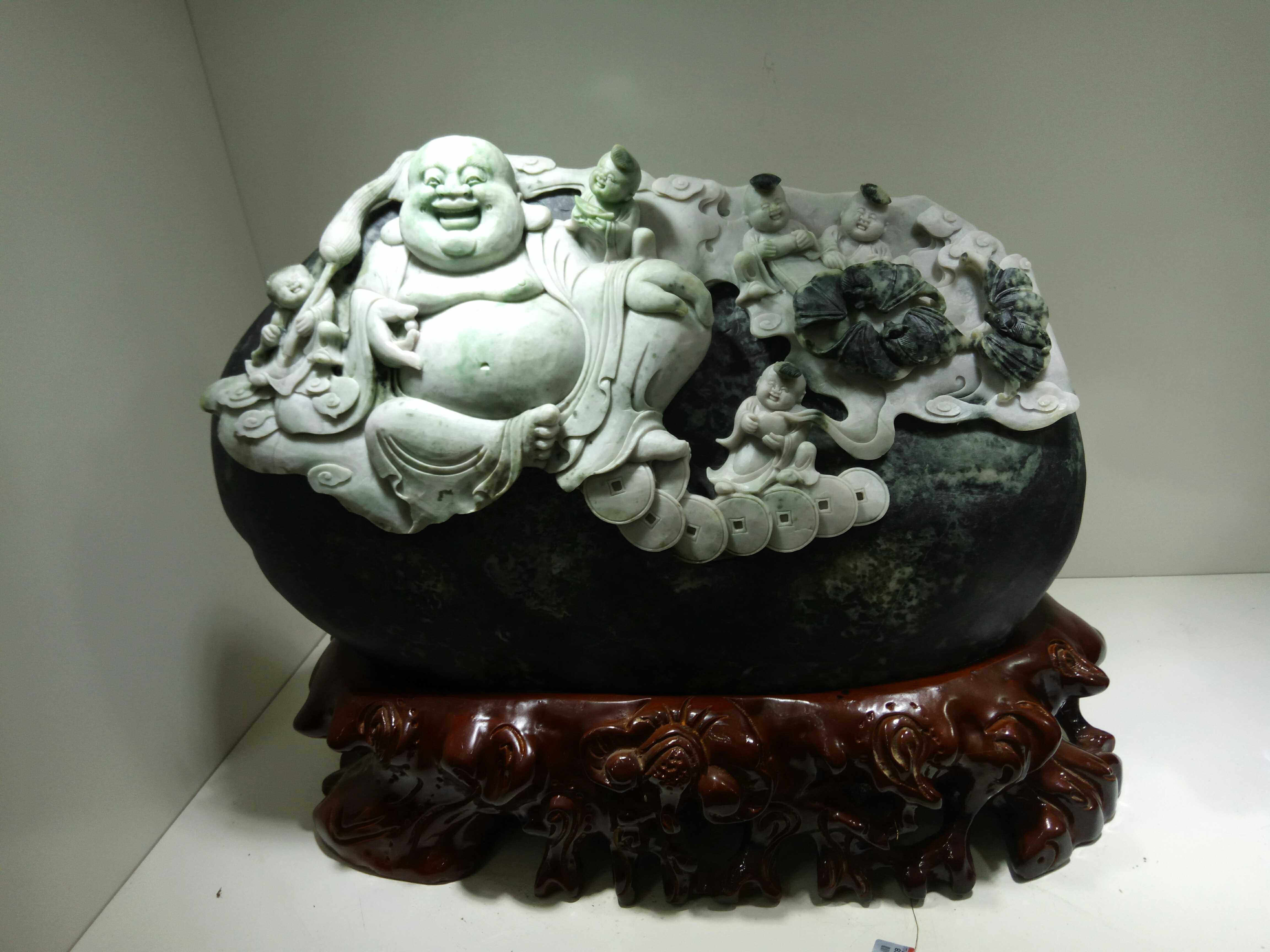 弥勒佛像独山玉雕36公分22公斤闹佛摆件圣诞礼品