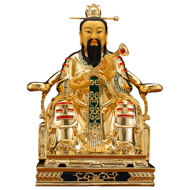 台湾鎏金纯铜三茅真君神像茅山派祖师爷铜像茅山祖师供奉道教摆件