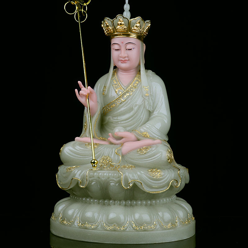 汉白玉地藏王佛像供奉家用地藏佛像开光地藏王菩萨玉石雕地藏摆件