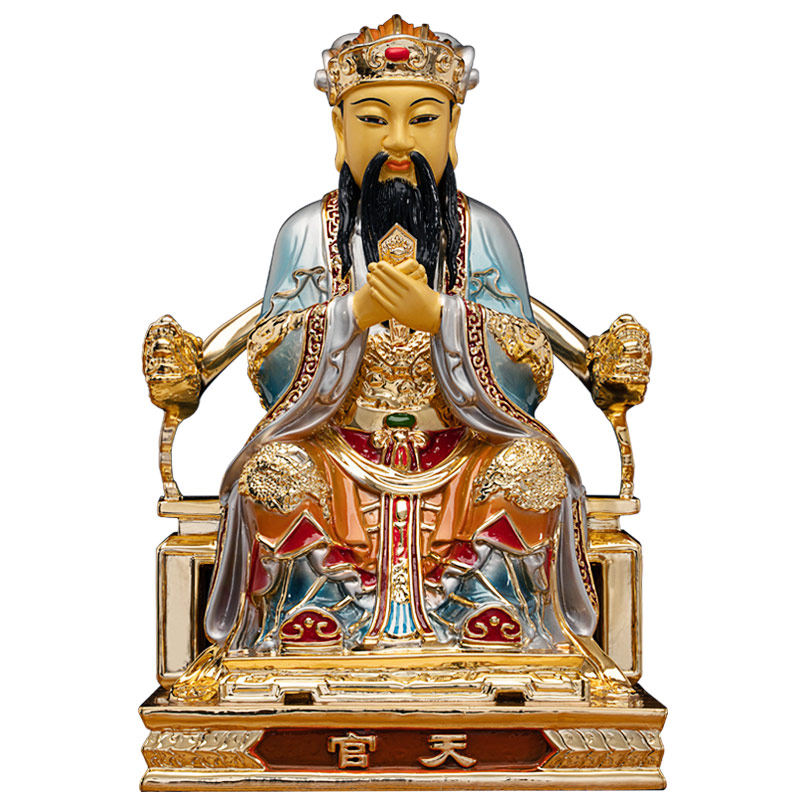 三官大帝台湾珐琅纯铜神像三元天官官地官水装饰摆件