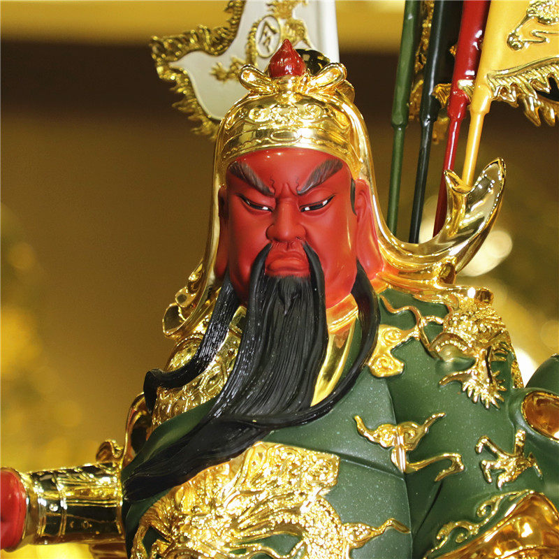 台湾纯铜九龙关公供奉武财神招财镇宅关二爷神像摆件