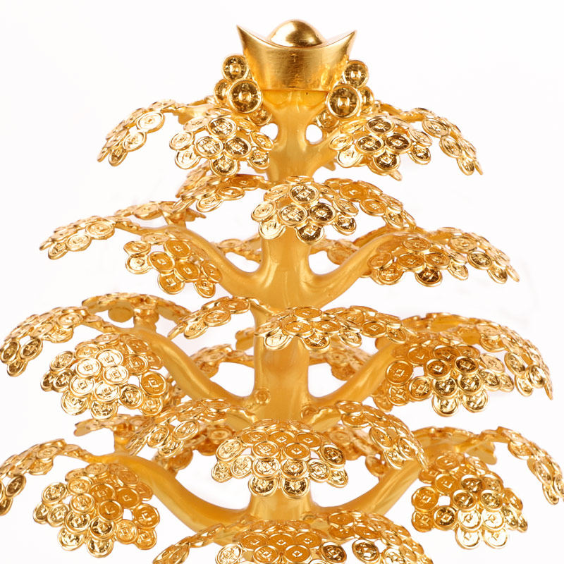 贴金发财树礼品开业家居旺财招财钱树纯铜金钱树摆件