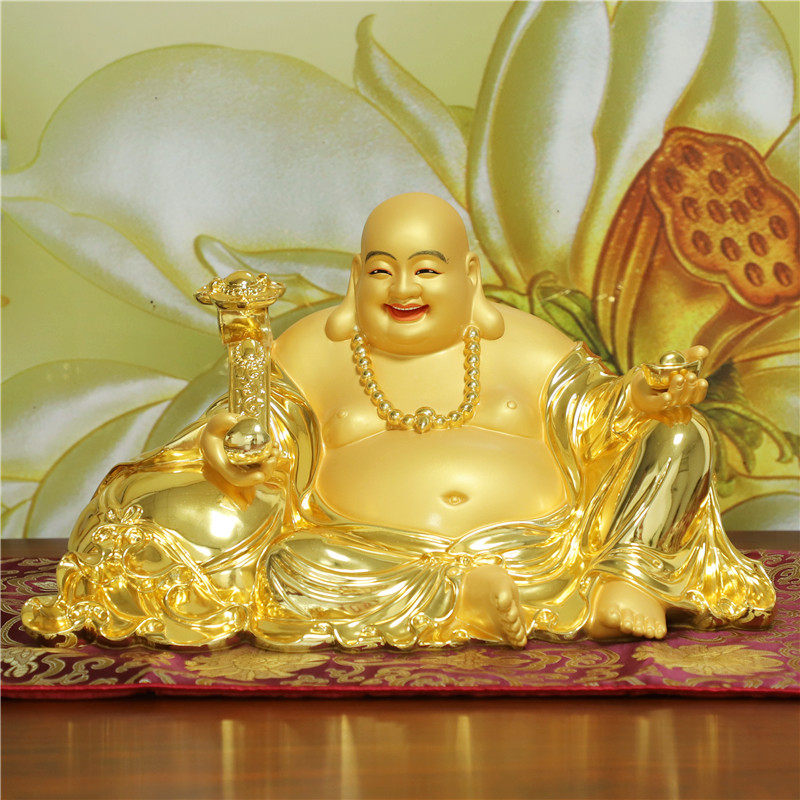 台湾纯铜鎏金开光弥勒佛像笑佛大肚佛弥勒佛供奉家用大号招财摆件