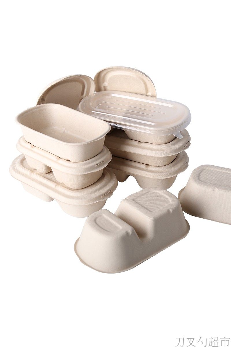 打包环保可降降解秸秆餐盒纸浆沙拉轻食健身可降解餐具