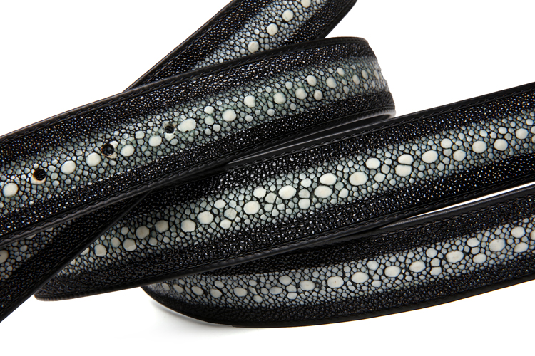 珍珠腰带正品皮带泰国鱼皮厘米宽排真皮腰带