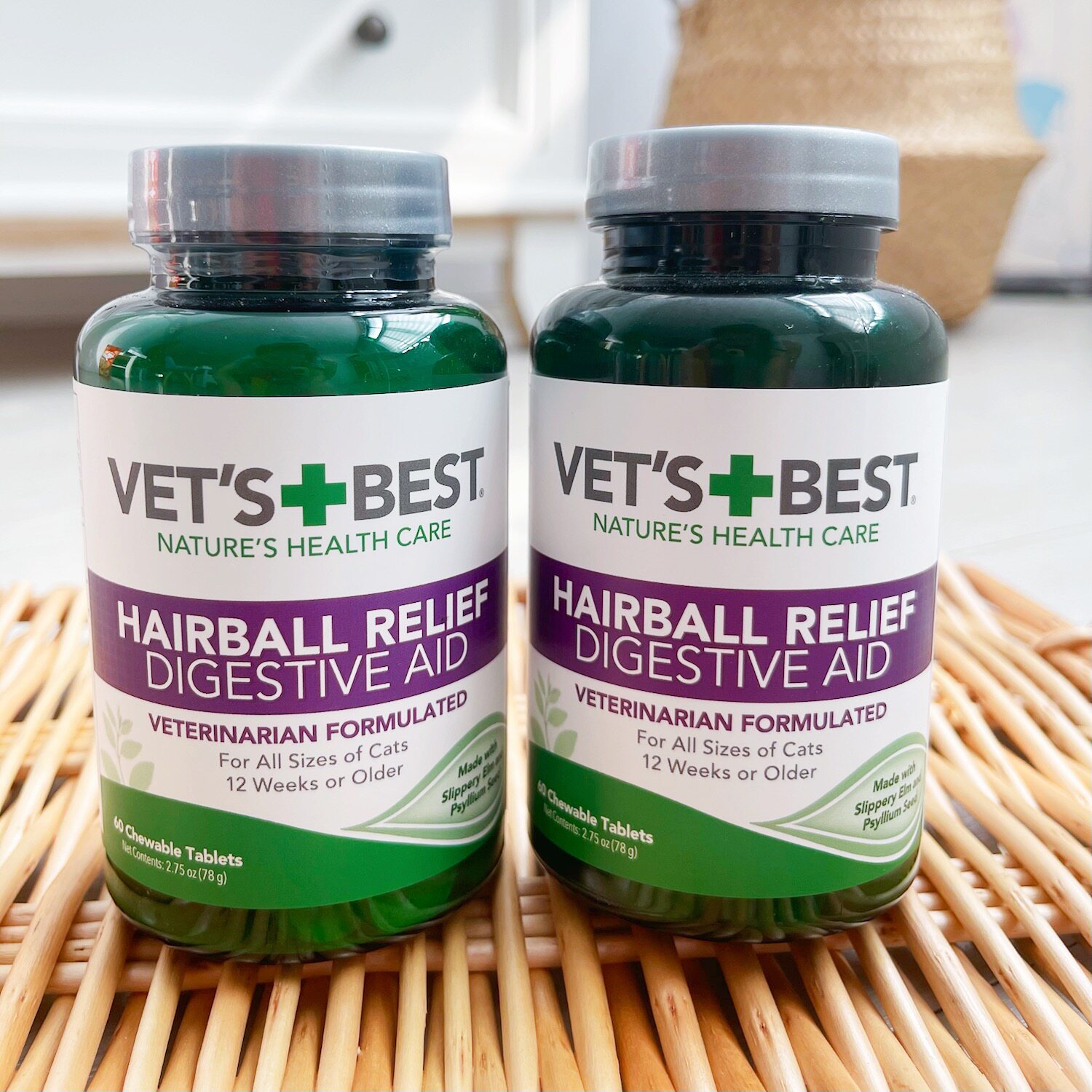 美国进口vetsbest绿十字猫草片猫咪毛片吐毛球化毛猫