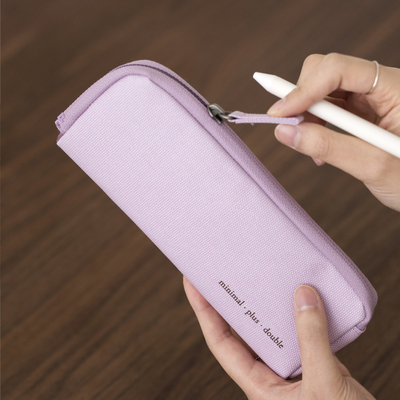 韩国full商务风纯色半开式拉链笔袋大容量学生便携办公文具收纳包