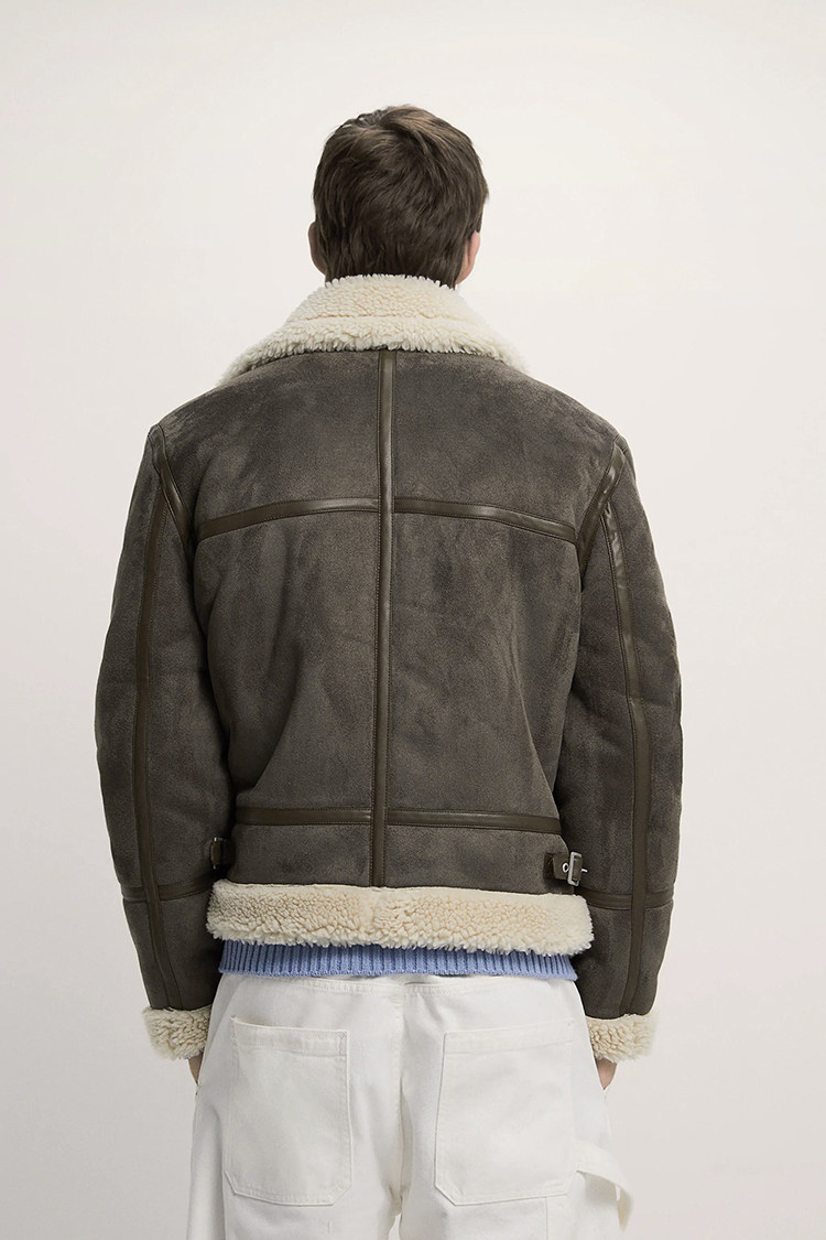 冬季za麂皮绒面仿皮皮夹克06318354737羊羔皮毛一体夹克