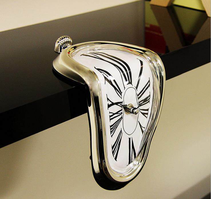 静音达利时钟扭曲异形融化摆件桌面创意创意人挂钟