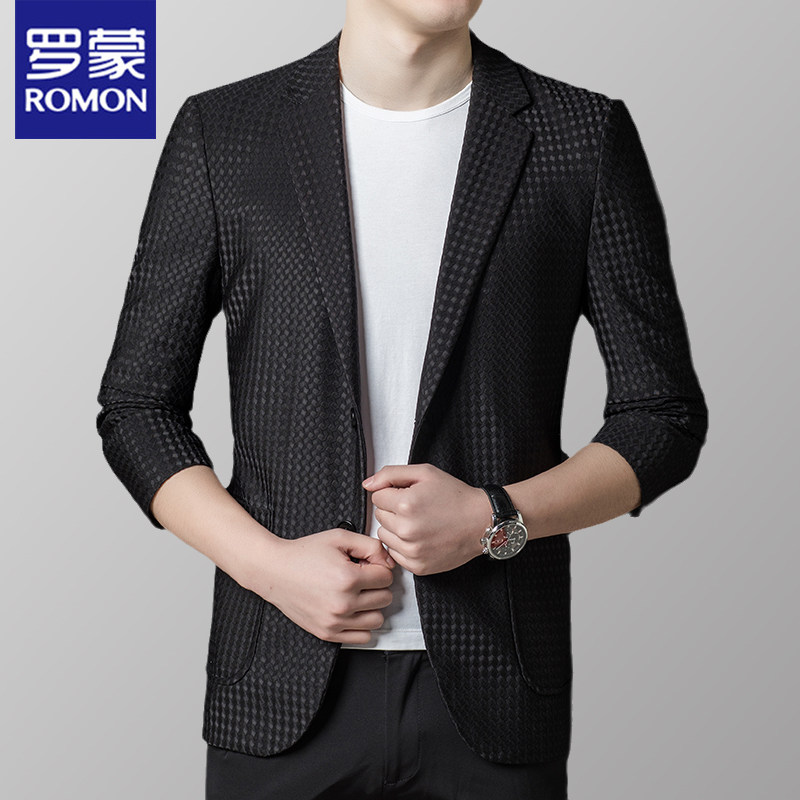 罗蒙新款春秋休闲西服男士韩版潮流免烫小西西服