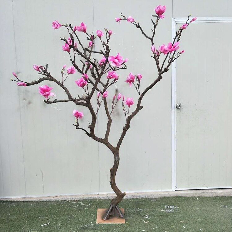 干树枝插花树造型树枝树干客厅落地花艺婚庆树粉色白色仿真玉兰花