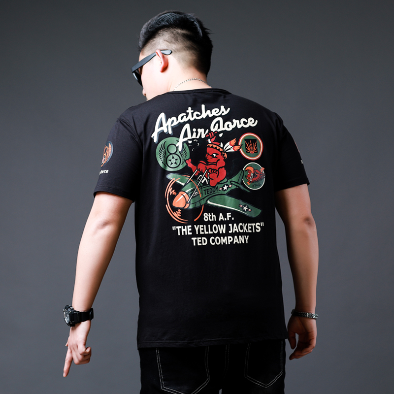 潮牌胖子大码短袖t恤男式青年加肥加大肥佬卡通印花半袖体恤衫T夏