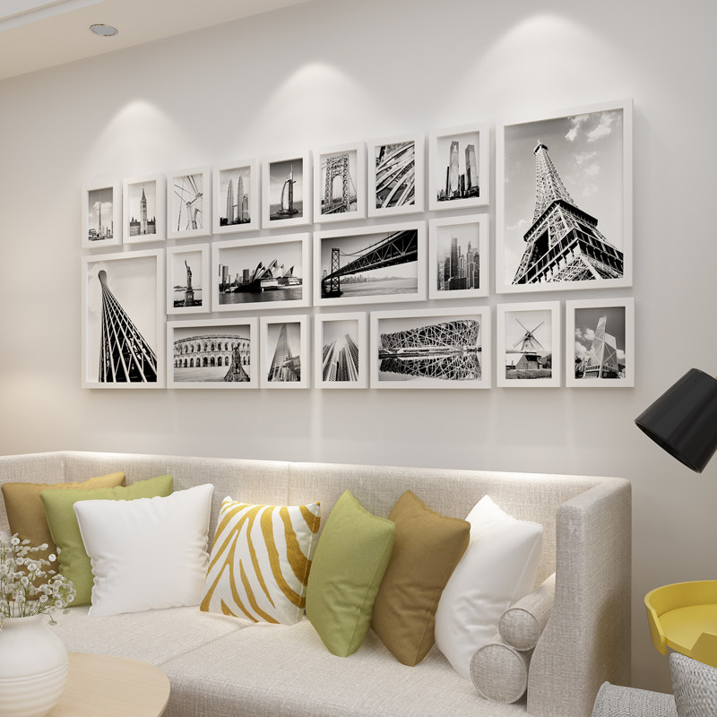 实木照片相框框墙客厅创意组合挂墙简约艺术照片墙