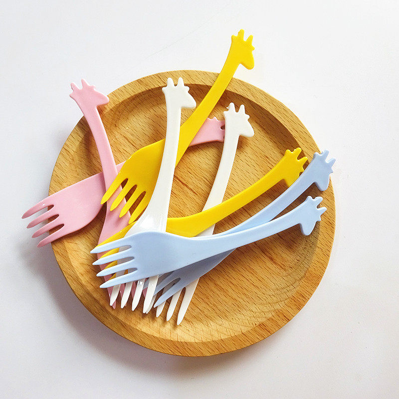 一次性水果叉子创意卡通儿童叉子安全蛋糕叉家用果叉签时尚瓶罐装