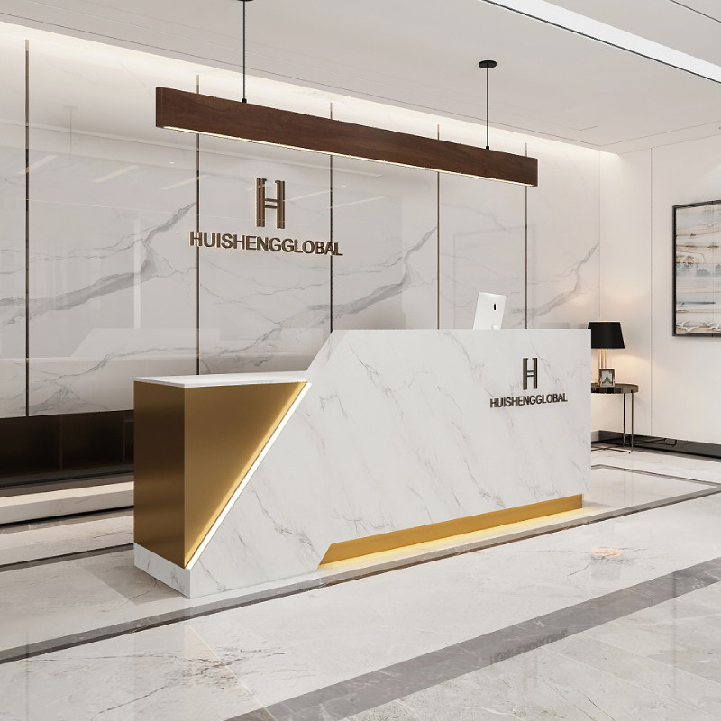 公司前台接待台仿大理石美容院吧台小型美发服装店轻奢收银台