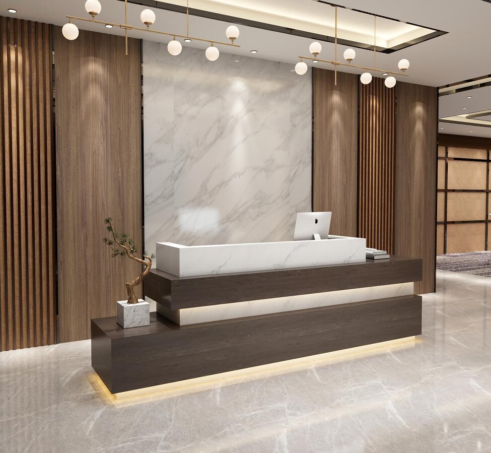 公司复古前台接待简约现代创意迎宾吧台收银台办公室前台