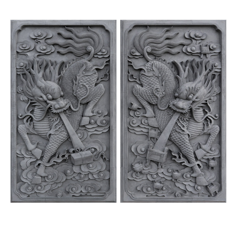 古建大门麒麟浮雕装饰长形水泥庭院四合院砖雕砖雕