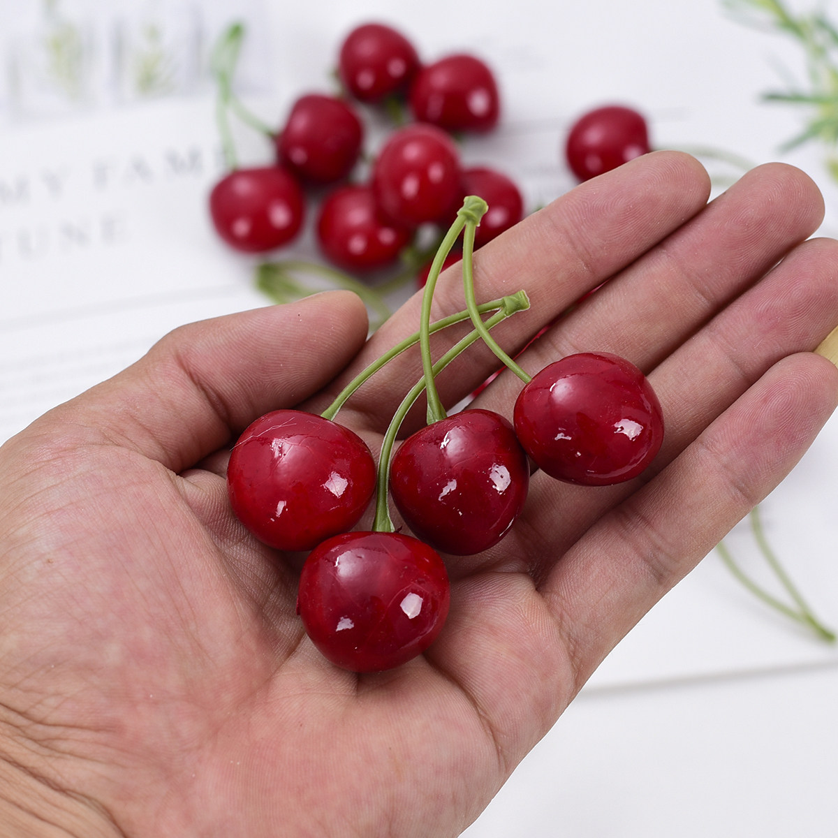 道具摆拍仿真樱桃ins拍照摆件饰品背景布类