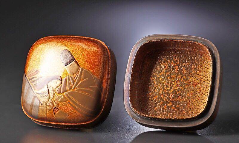 大漆日本源氏物语金莳絵茶道道具金工画押明治茶道