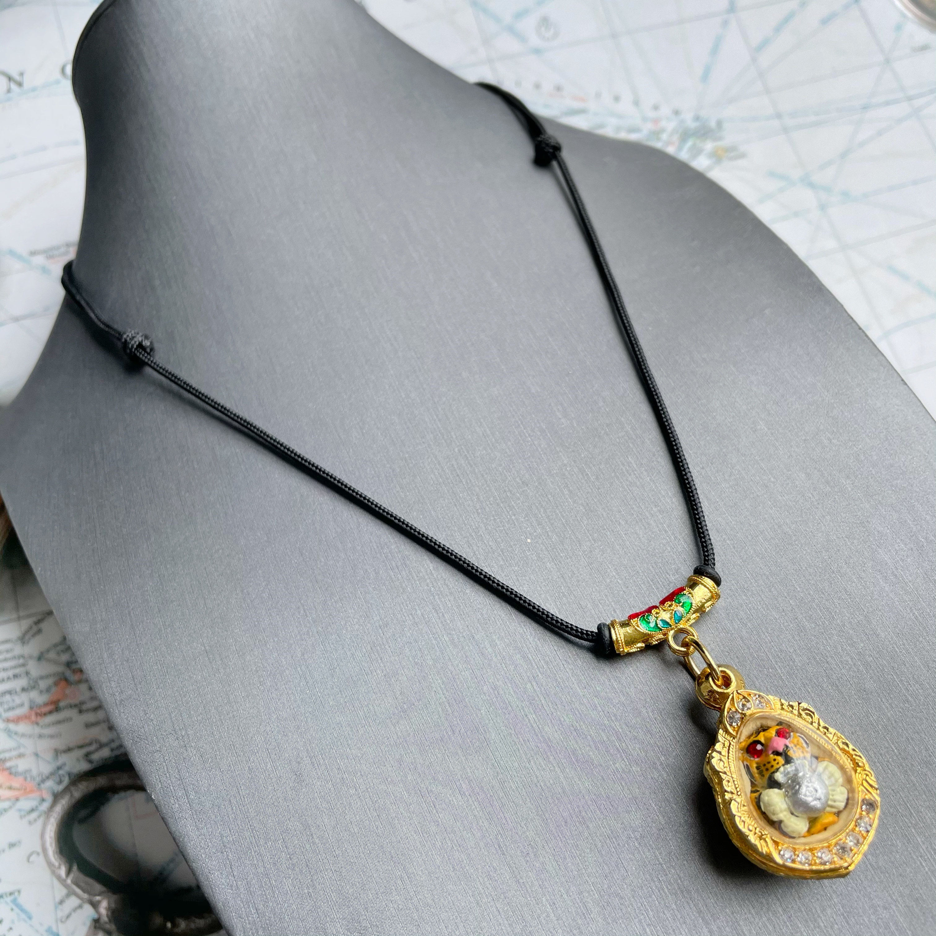 泰国佛牌链子新款珐琅可调调节挂绳唐卡嘎乌盒项链