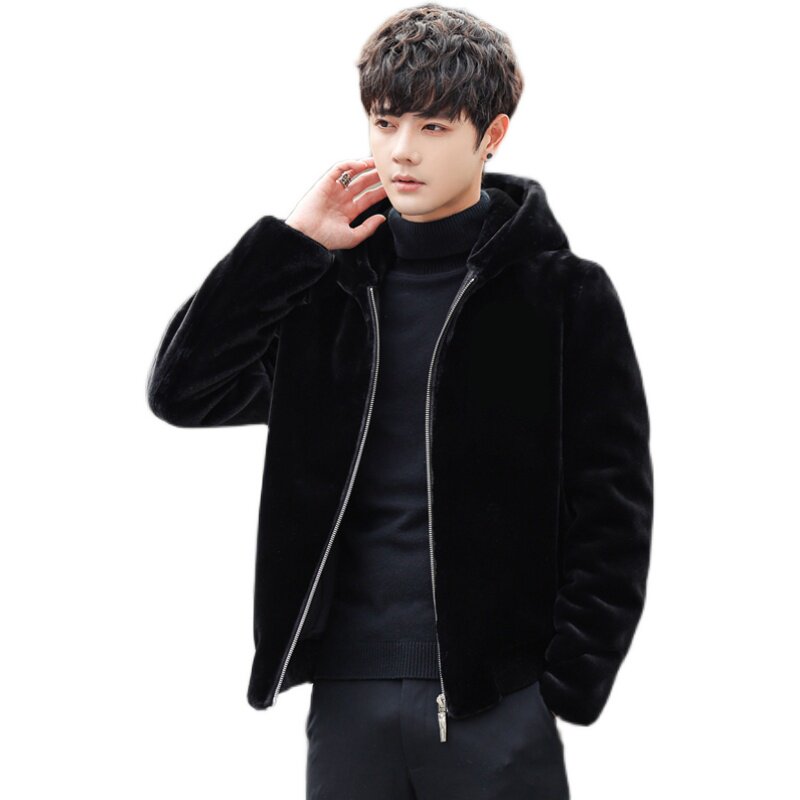 貂皮2023新款美国黑宝嘉美进口口水大衣男款皮衣