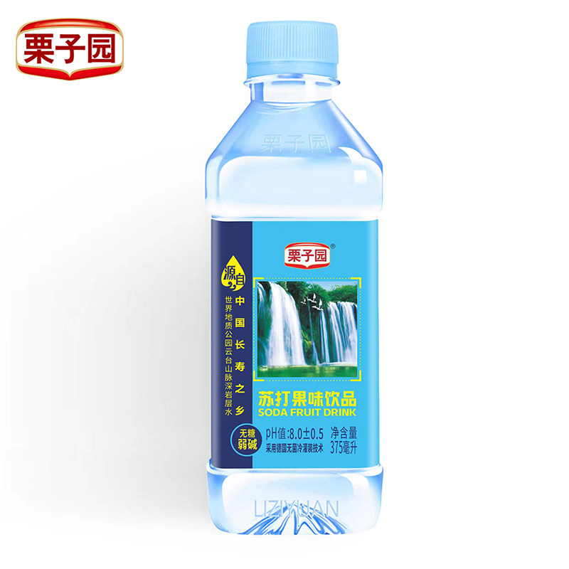苏打水饮料栗子园无糖弱碱性无汽375ml毫升24瓶整箱饮用水