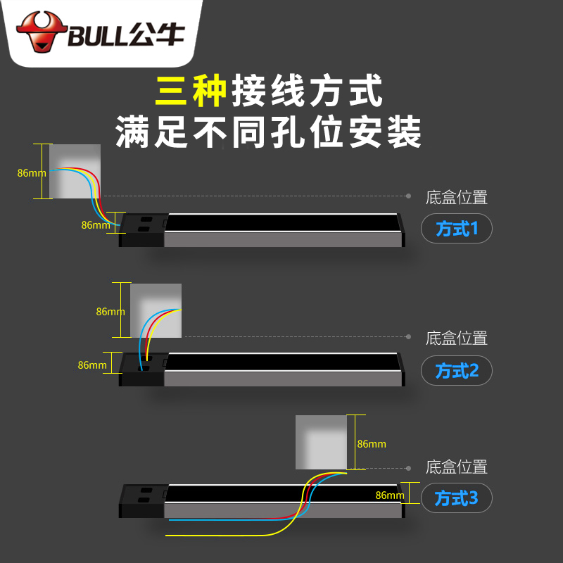 公牛电力可移动轨道插座厨房专用墙壁挂墙式插排插板家用拖接线板