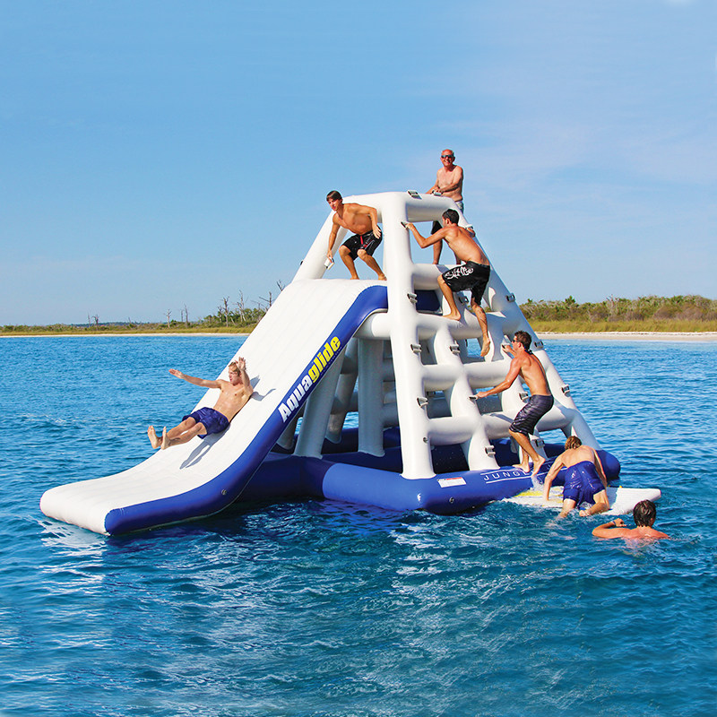 充气水上玩具儿童小型滑滑梯成人水上乐园设备冰山攀岩三角大滑梯
