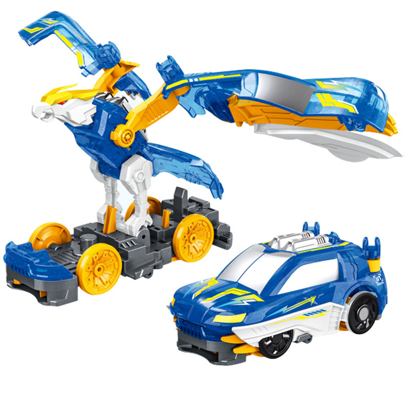 奥迪双钻爆裂飞车兽神出击狂火雄狮升级版闪电神雕儿童机器人