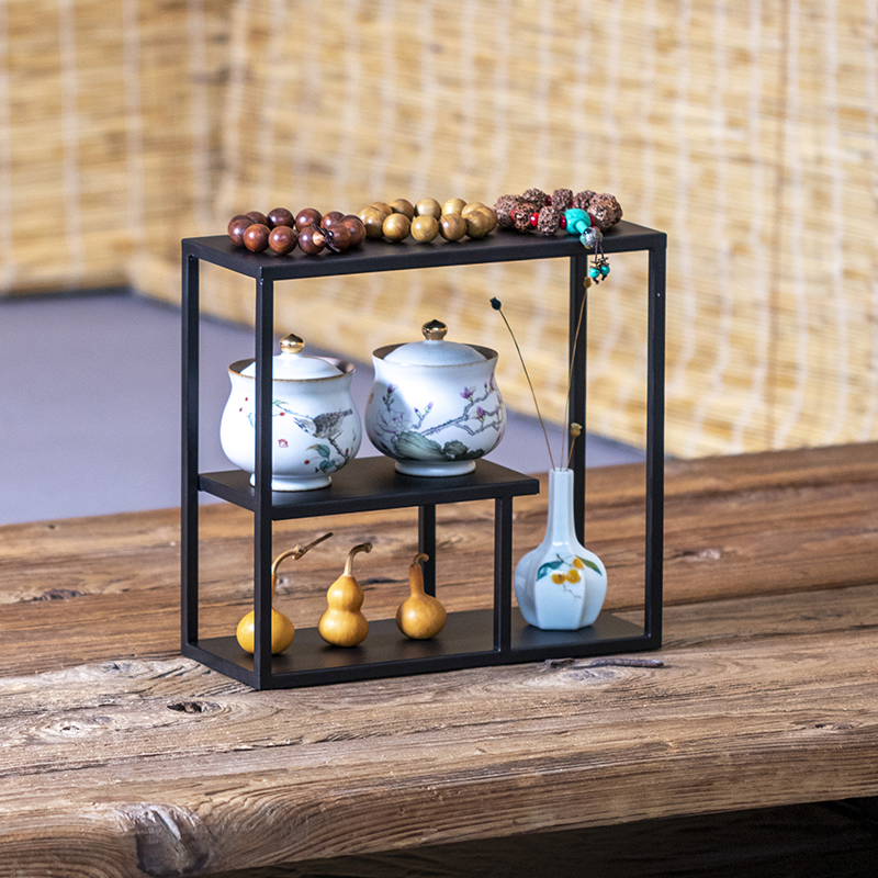 紫砂壶茶壶收纳置物架铁艺茶棚茶桌多层小号放茶具架子摆件展示架