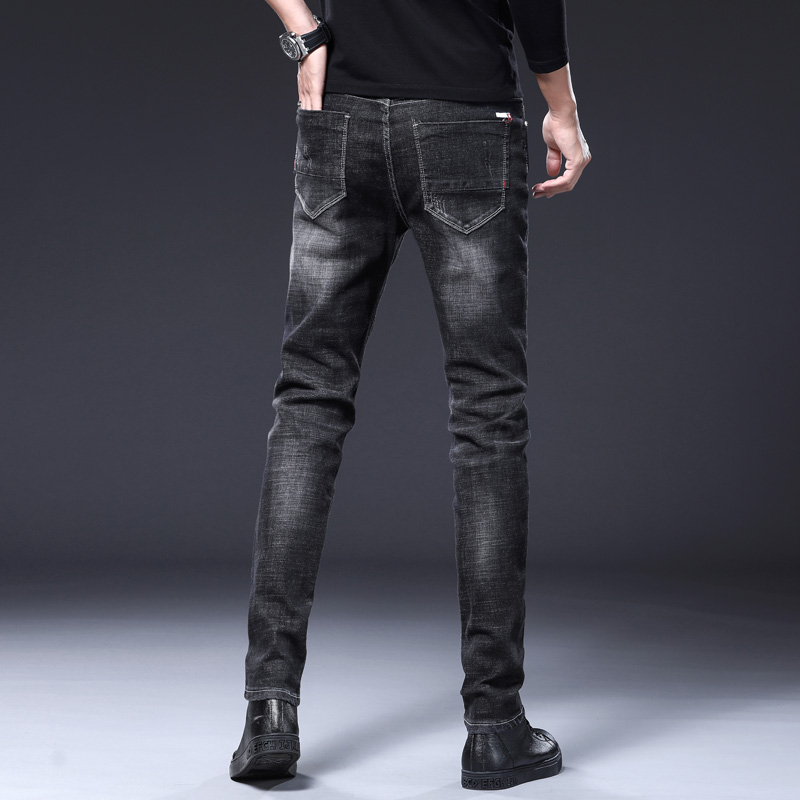 fashionjeans夏季韩版长裤男友黑灰小脚修身牛仔裤