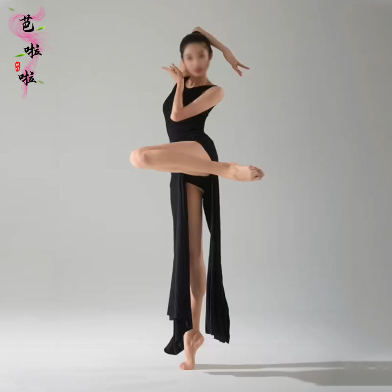 舞蹈现代舞演出服开叉连衣裙练功摄影写真身韵服艺民族服装