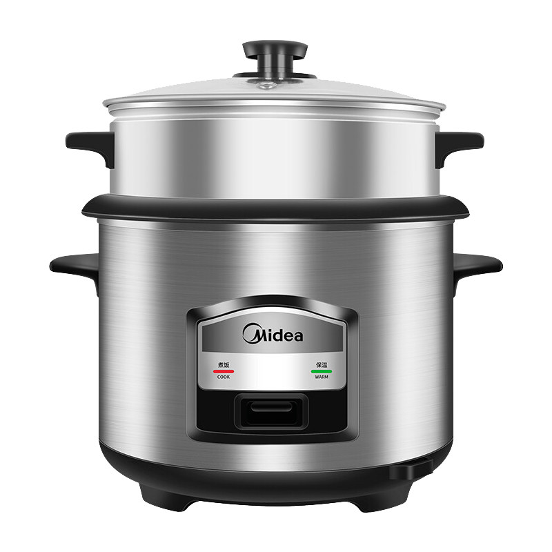 美的机械式电饭煲家用6l黑晶大容量5l双层蒸下电饭煲
