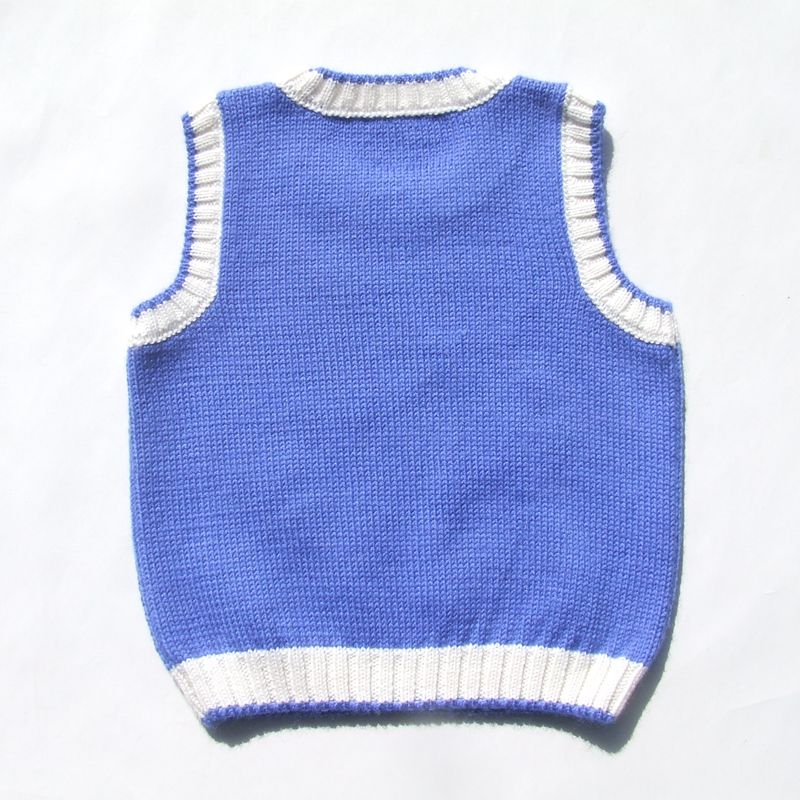 毛衣手工编织婴儿羊毛毛线背心宝宝蓝色男女马甲