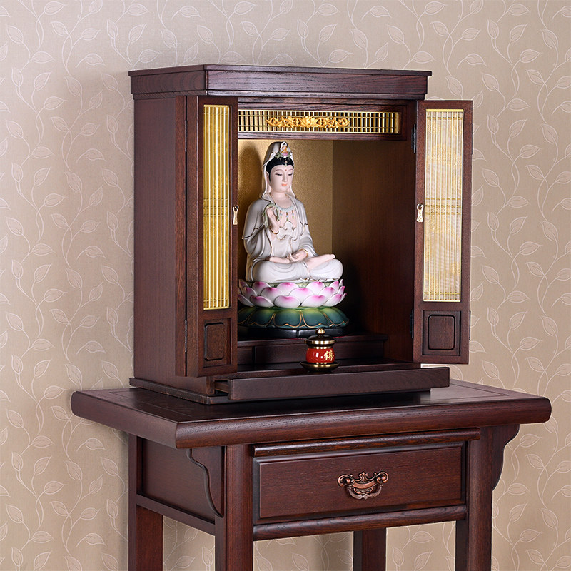 佛龛带门挂壁式佛供奉菩萨财神观音神龛供桌佛柜