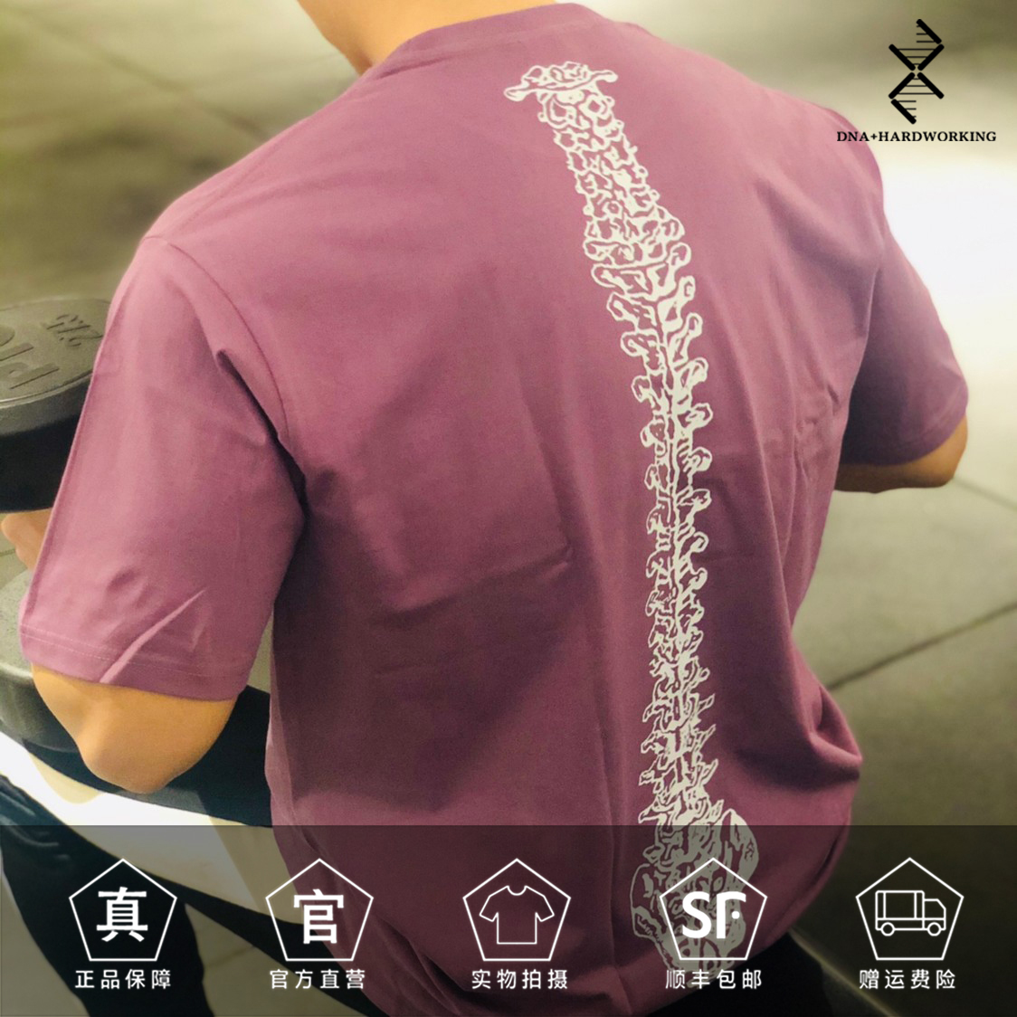 DNA+HARDWORKING保持中立240g重磅纯棉训练健身宽松大码训练短袖