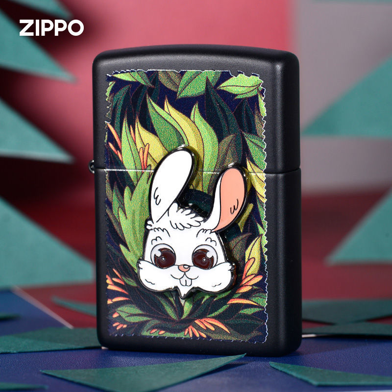 zippo正版打火机彩印林中迷兔贴章卡通可爱创意zippo