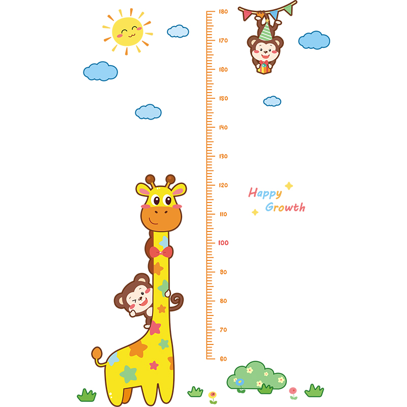 儿童卡通身高贴房间幼儿园过道墙纸量身高尺贴纸墙壁装饰品墙贴画