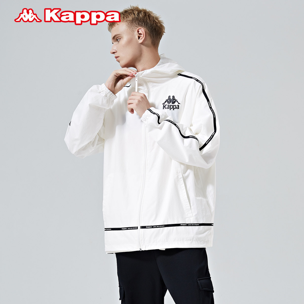 kappa卡帕串标男防风衣休闲外套连帽开衫长袖k0952fj80