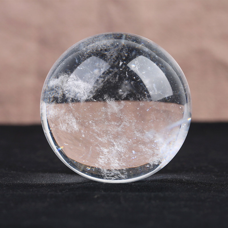开光天然白水晶球摆件 镇宅转运辟邪招财风水球摆件熔炼白水晶球