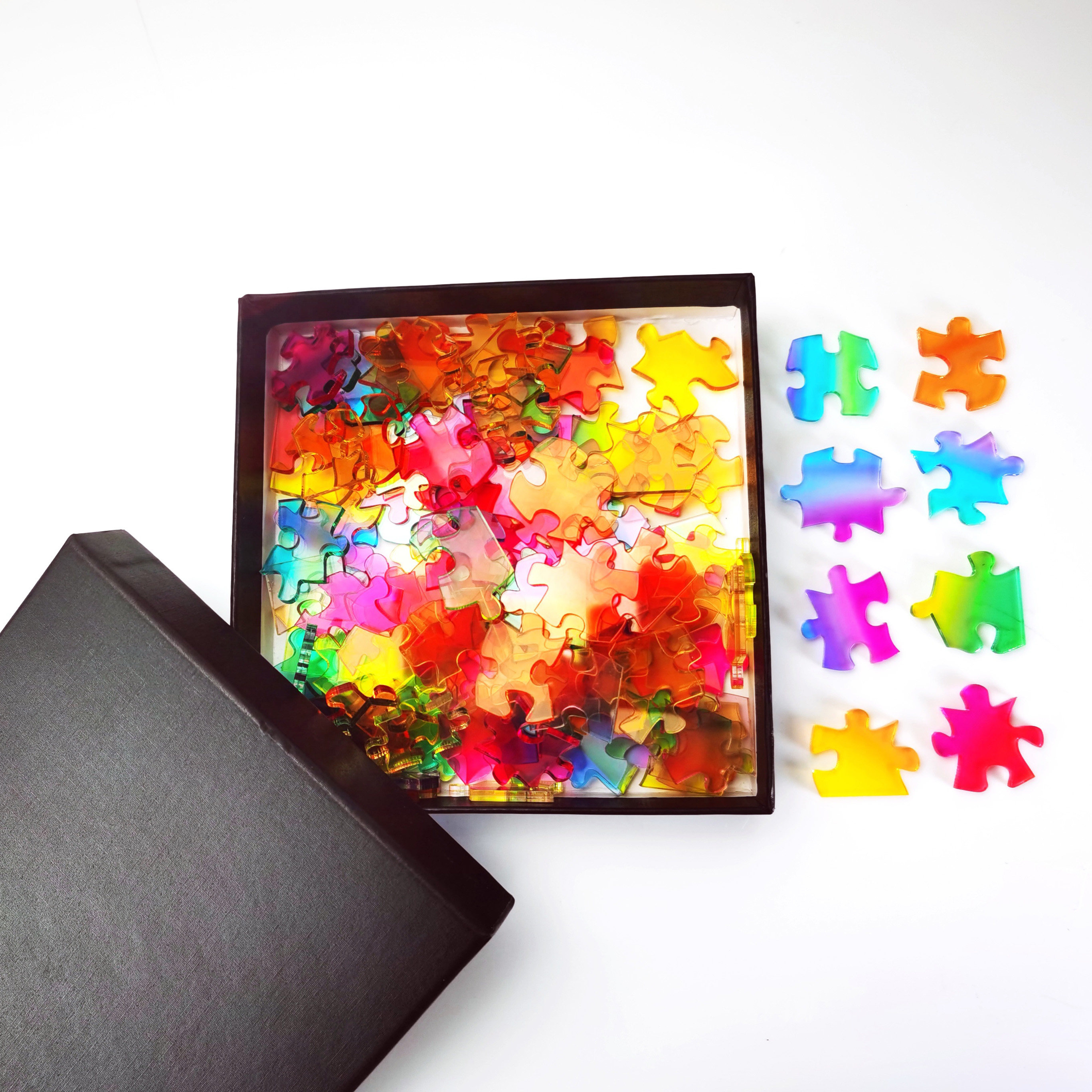 定制透明创意彩虹拼图彩绘玻璃系列成年高难度拼图