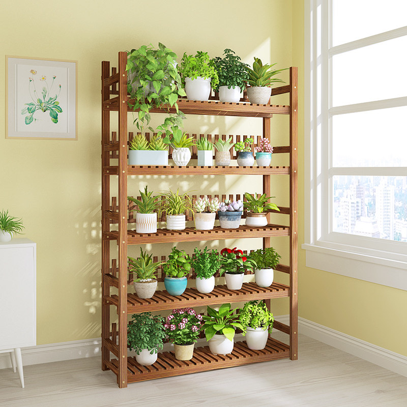 阳台花架子靠墙大盆绿萝花架置物架防腐木窗窗台花架