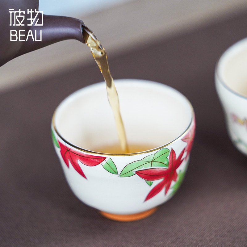 天福茗茶彼物日本水出胜粉引杯宋绚纯手工手绘陶瓷主人茶杯