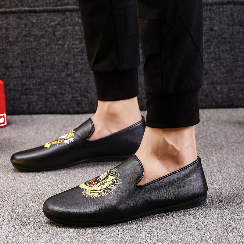 虎头豆豆鞋 子 百搭套脚鞋 快手红人赵逸轩同款 精神小伙社会鞋 男