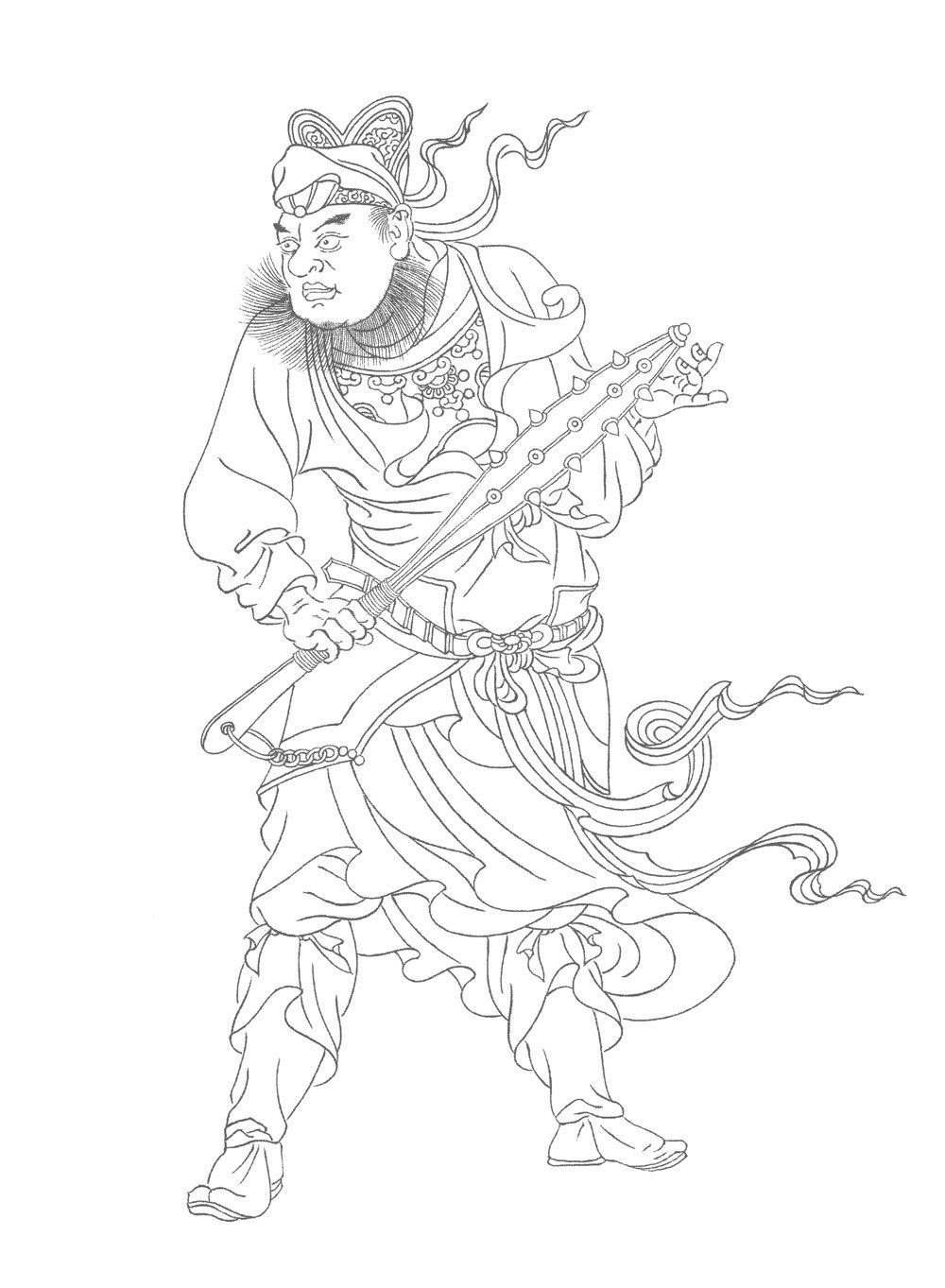 素手写真 白描神仙图(临摹宣纸8张 注水笔一支) 国画人物工笔画白描