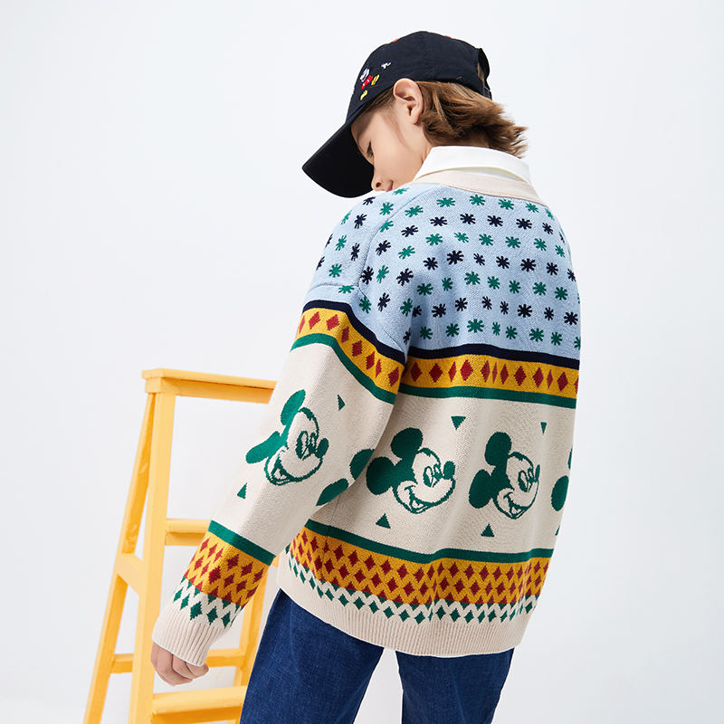 巴拉巴拉男童针织开衫春秋秋装儿童毛衫米老鼠拼接毛衣