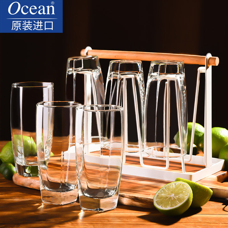水杯ocean进口玻璃杯家用圆形高款海波325ml托盘玻璃杯